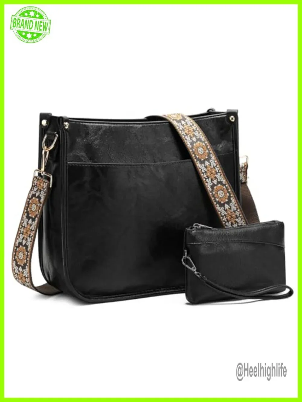 Trendy Vegan Leather Hobo Crossbody Purse Set with Wallet